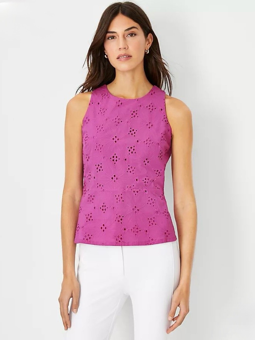 Ann Taylor Eyelet Peplum Top
